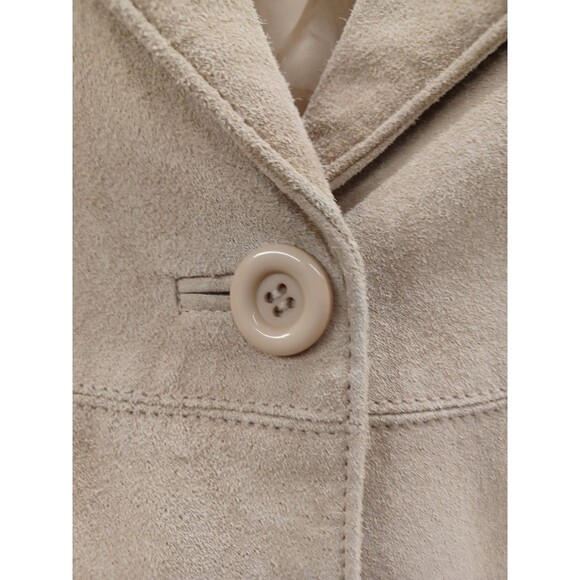 Jessica Holbrook Suede 100% Leather Jacket Sz 1X Beige Button Front - Picture 4 of 8